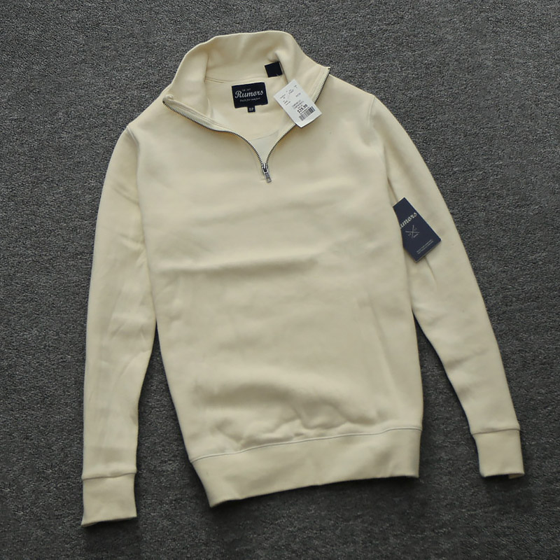 酷宝外贸 美式休闲拉绒棉半拉链长袖T恤男士秋季运动通勤宽松卫衣