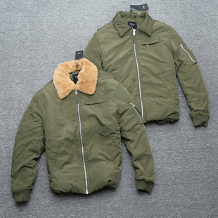 酷宝外贸 美式B15飞行员夹克棉服加厚座山雕翻毛领轰炸机外套男冬