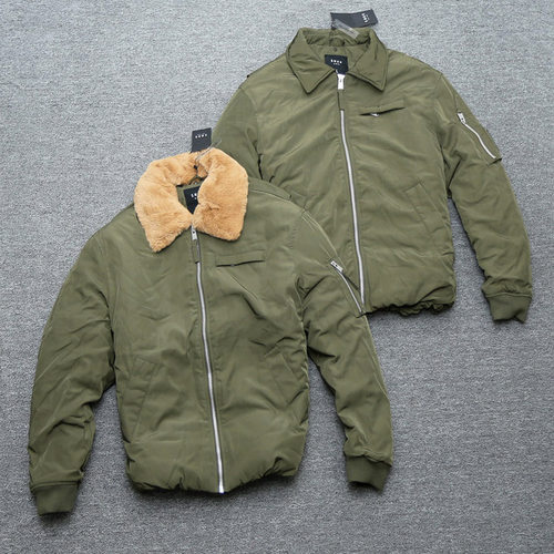 酷宝外贸 美式B15飞行员夹克棉服加厚座山雕翻毛领轰炸机外套男冬