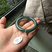 圈口约50.3mm天然A货翡翠圆条手镯女 危地马拉料玉石圆条镯子保真