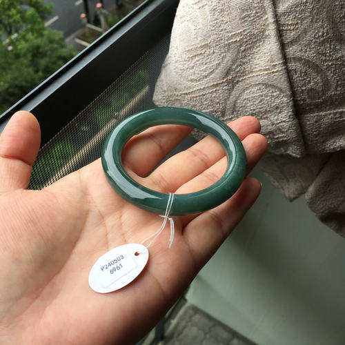 暮笙记天然A货翡翠圆条玉石手镯