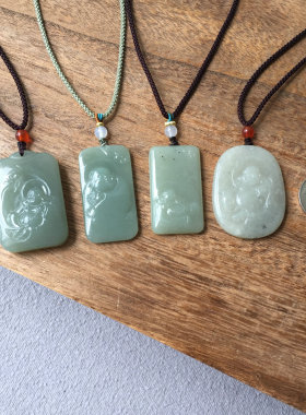 天然正品新疆和田玉弥勒佛吊坠女