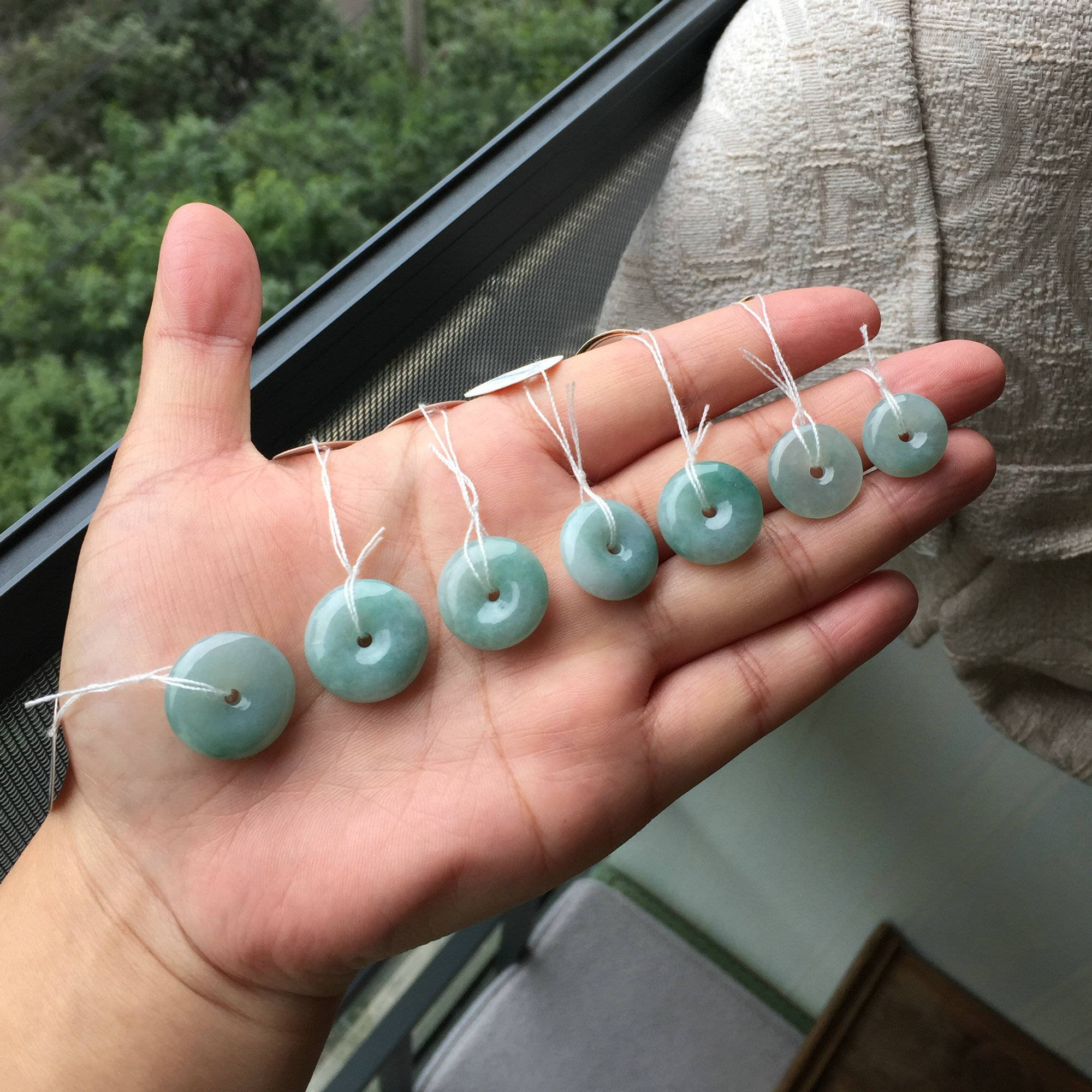 瑕疵款 缅甸料天然A货翡翠平安扣小吊坠diy手链散珠耳坠饰品翡翠