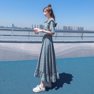 高级感碎花雪纺连衣裙女夏季2024新款仙女收腰气质长裙小清新裙子