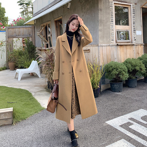 赫本风双面羊绒大衣女2023新款秋冬显瘦中长款羊毛呢子大衣外套女
