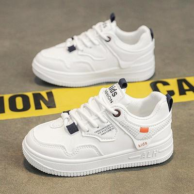 男童鞋子小白鞋春款2025新款儿童皮面运动鞋中大童白色男孩板鞋潮