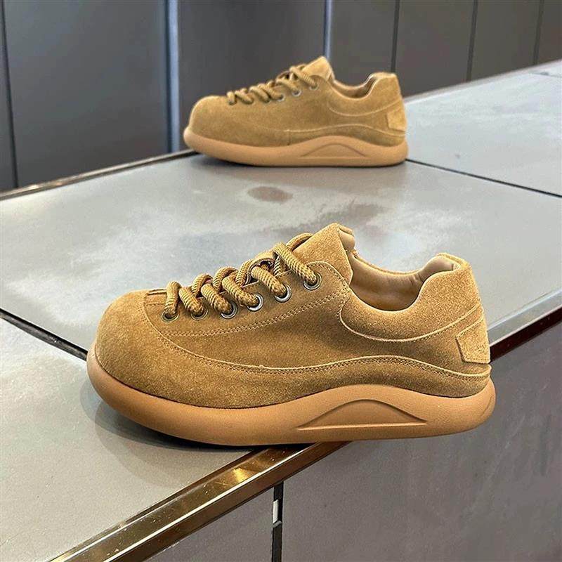 小麦色男鞋秋冬季2025新款潮流豆豆阿甘鞋男士休闲运动翻毛皮板鞋,流行男鞋,单鞋,淘宝优惠券,粉丝福利购,淘宝优惠卷
