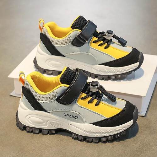 男童鞋春季2025新款儿童皮面防水运动鞋中大童防滑男孩旅游跑步鞋