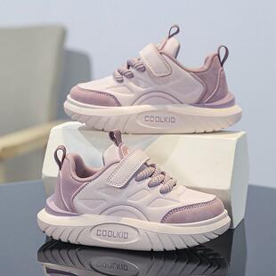 女童鞋春款2025新款皮面防水儿童运动鞋中大童轻便软底女孩跑步鞋
