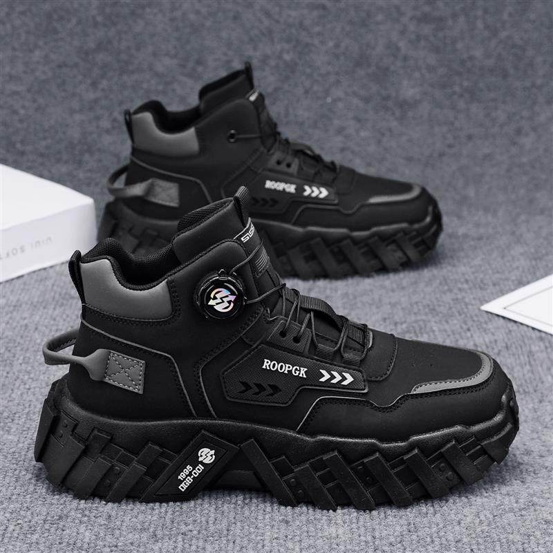 高帮男鞋冬季内增高老爹潮鞋男士2025新款纽扣厚底运动工装马丁靴,流行男鞋,高帮鞋,淘宝优惠券,粉丝福利购,淘宝优惠卷