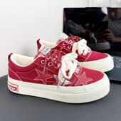 学生厚底增高运动鞋 夏透气青少年小众原创星星休闲板鞋 男鞋 帆布鞋