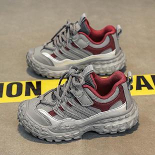 中大童轮胎底男孩炸街老爹鞋 男童鞋 儿童皮面运动鞋 2025新款 春秋款