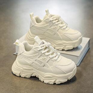 女童鞋春款2025新款儿童运动小白鞋网面透气中大童品牌女孩老爹鞋