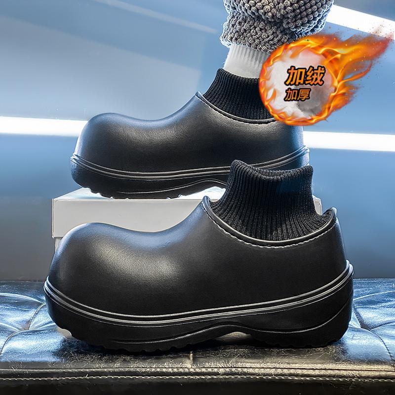 雪地靴男鞋冬季加绒加厚保暖棉靴男士防滑防水厚底增高大头二棉鞋