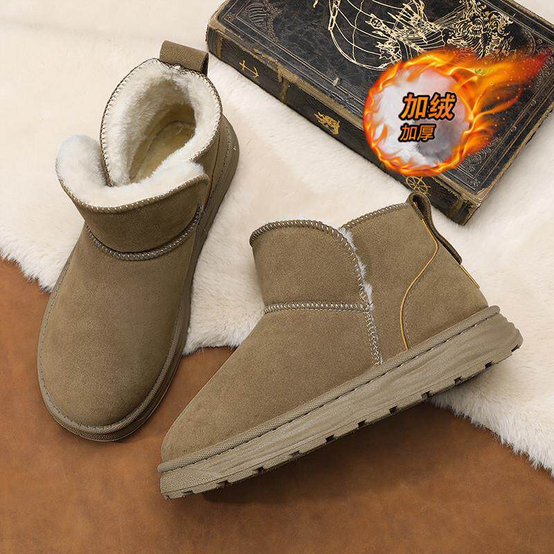 一脚蹬男款棉鞋冬季加绒保暖雪地靴2025新款男士外穿防寒短筒棉靴