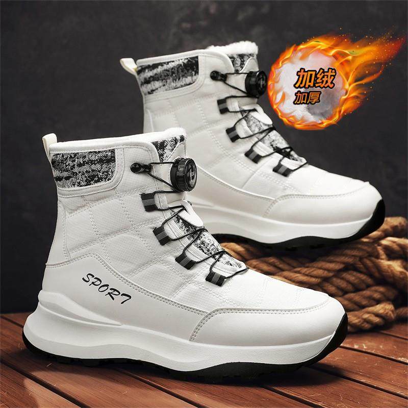 东北雪地靴男鞋冬季户外防寒加厚棉靴皮毛一体加绒保暖中筒大棉鞋
