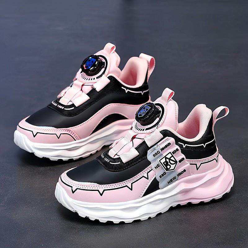 女童鞋春季2025新款儿童旋转纽扣运动鞋中大童软底轻便女孩跑步鞋