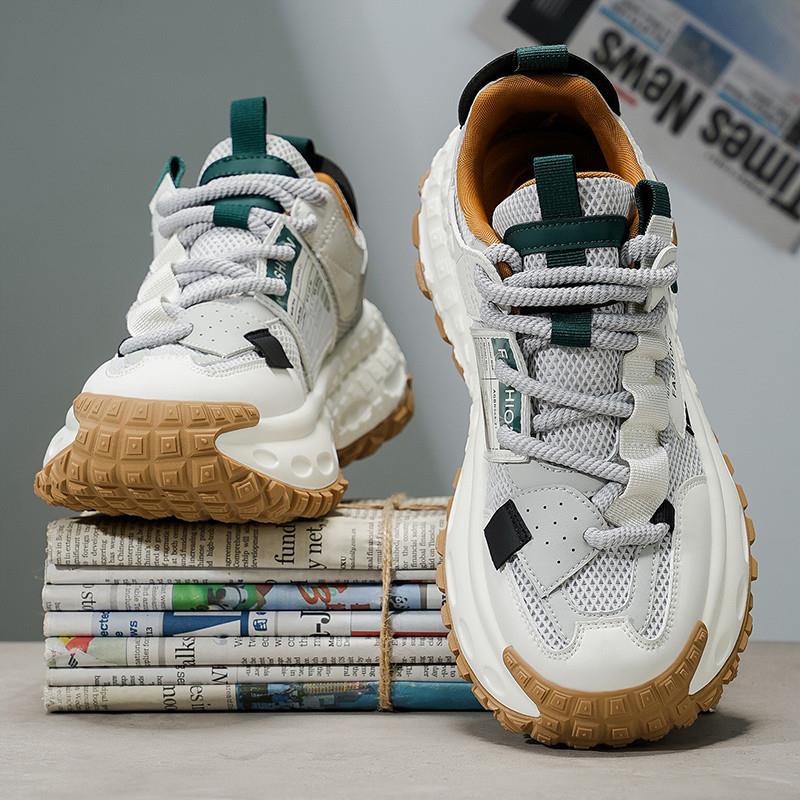 男鞋夏季透气网面休闲 运动跑步鞋青少年百搭增高防滑厚底老爹潮
