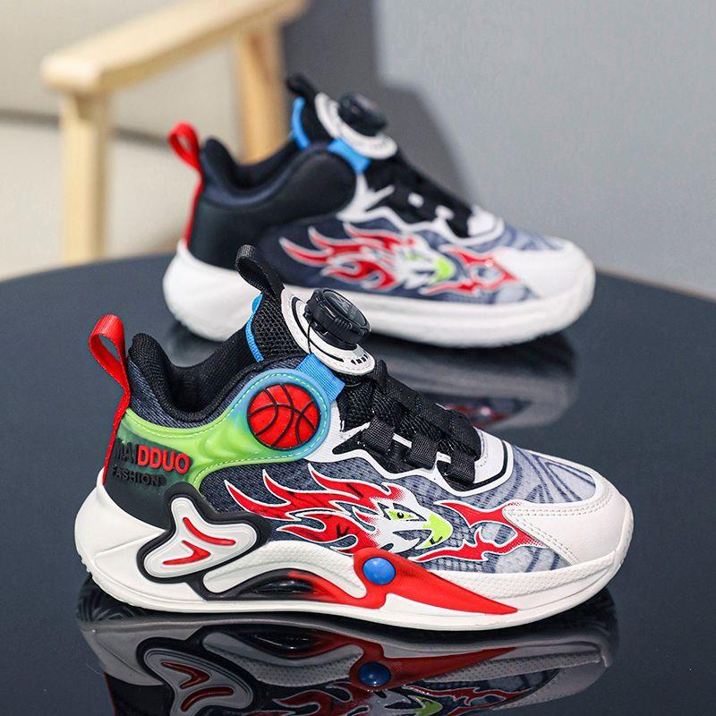 男童鞋子篮球鞋春季2025新款旋转纽扣儿童运动鞋中大童男孩跑步鞋