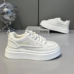 国潮男鞋夏季透气网面防滑内增高小白鞋男款小众原创韩版休闲板鞋