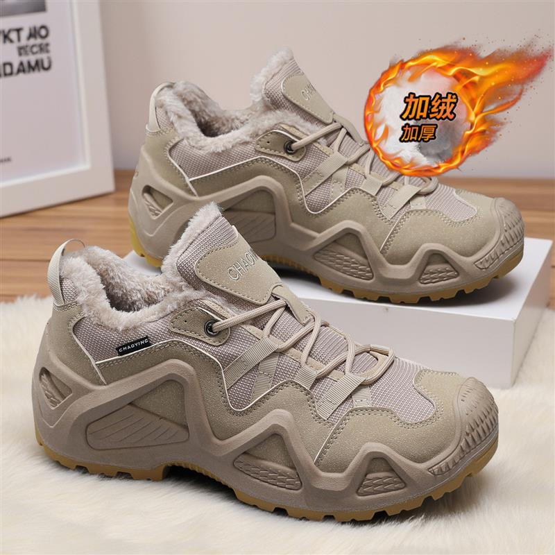 棉鞋男冬季加绒保暖防滑工装马丁靴男款皮毛一体户外防寒短筒棉靴