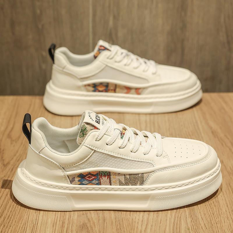 男鞋2025新款夏季透气网面增高板鞋男士厚底防滑休闲百搭小白潮鞋