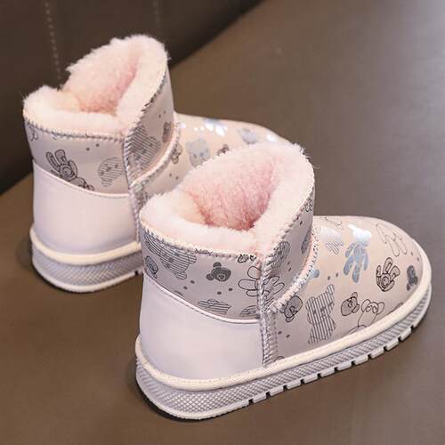 2025新款软底儿童靴适用于中大号儿童羊毛衬里和加厚棉鞋