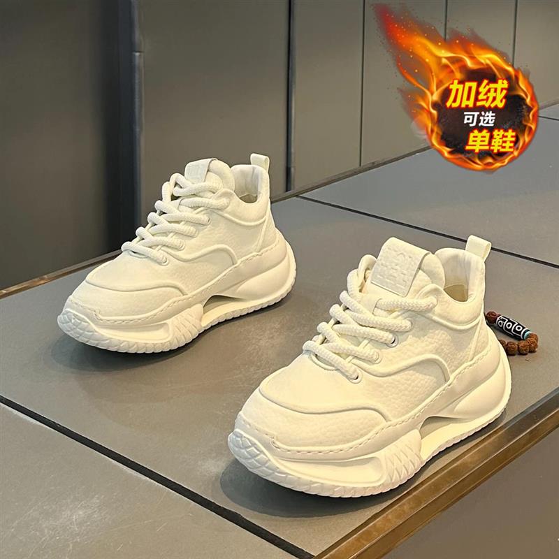 莆田男鞋冬季潮流休闲白色运动老爹鞋男款加绒保暖二棉鞋2025新款