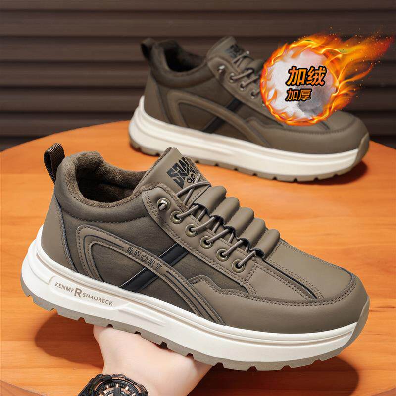 莆田男鞋冬季加绒保暖运动二棉鞋男款休闲厚底一脚蹬阿甘老爹潮鞋
