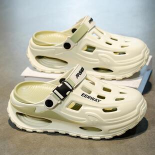 防滑厚底包头海边沙滩凉鞋 洞洞鞋 拖鞋 外穿青少年2025新款 男潮夏季