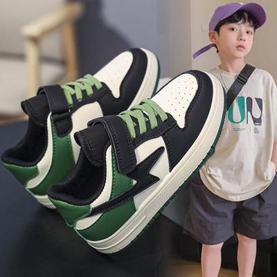 男童鞋秋款2025新款皮面儿童运动鞋中大童秋季透气低帮男孩aj板鞋