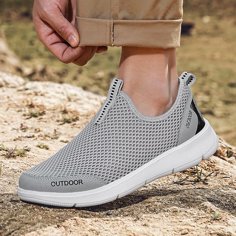 莆田男鞋春季运动懒人一脚蹬跑步鞋男款夏季飞织网面透气休闲潮鞋