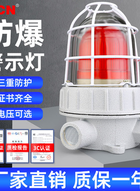 BBJ-2三防声光报警器LED高分贝爆闪灯带钢化玻璃罩防爆12/24/220v
