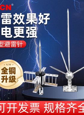 家用铜避雷针屋顶室外防雷针接闪器别墅家用户外工业级支架接地线