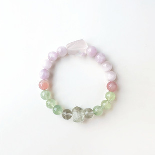 天然水晶手链女款 手串桃花闺蜜礼物细单圈喜木火紫锂辉葡萄石手链