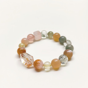 天然水晶生辰定制补缺喜用木火土兔毛绿发晶超七手链手串礼物女