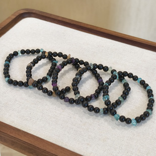 天然水晶黑曜石萤石手链女款单圈细蓝磷灰手串送女友闺蜜礼物饰品