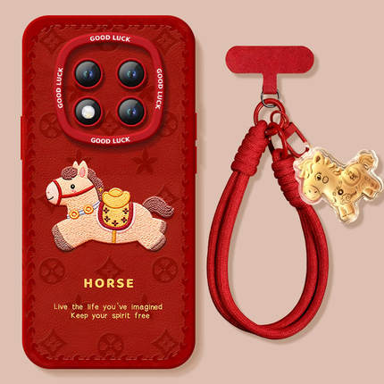 适用红米note15pro手机壳+小米note14套Note13爱马仕橙12新款2026马年11新年款Redmi硅胶10防摔9过年RED红色8