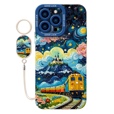 梵高列车适用苹果16手机壳iPhone16的15pro套14promax新款iPhone15pro潮pm硅胶14pro防摔13全包ip女12软壳11