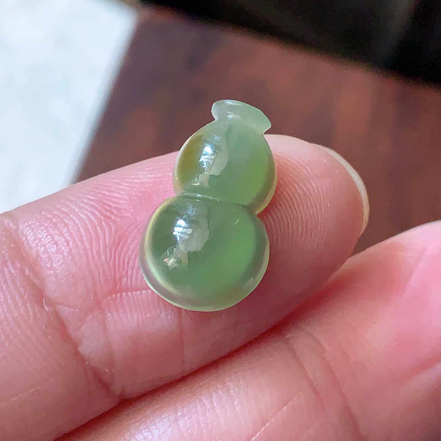 翠都翡翠珠宝天然翡翠A货裸石镶嵌面冰种浅绿黄翡葫芦戒面197972