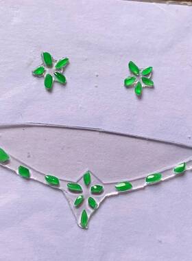 天然翡翠A货玉石裸石镶嵌面送证书冰种阳绿随形戒面一套900737