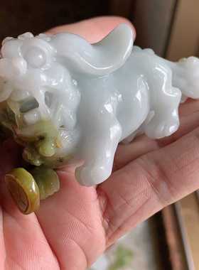 翠都翡翠珠宝缅甸A货玉石新品骑士犬手玩把件摆件三彩旺财500080