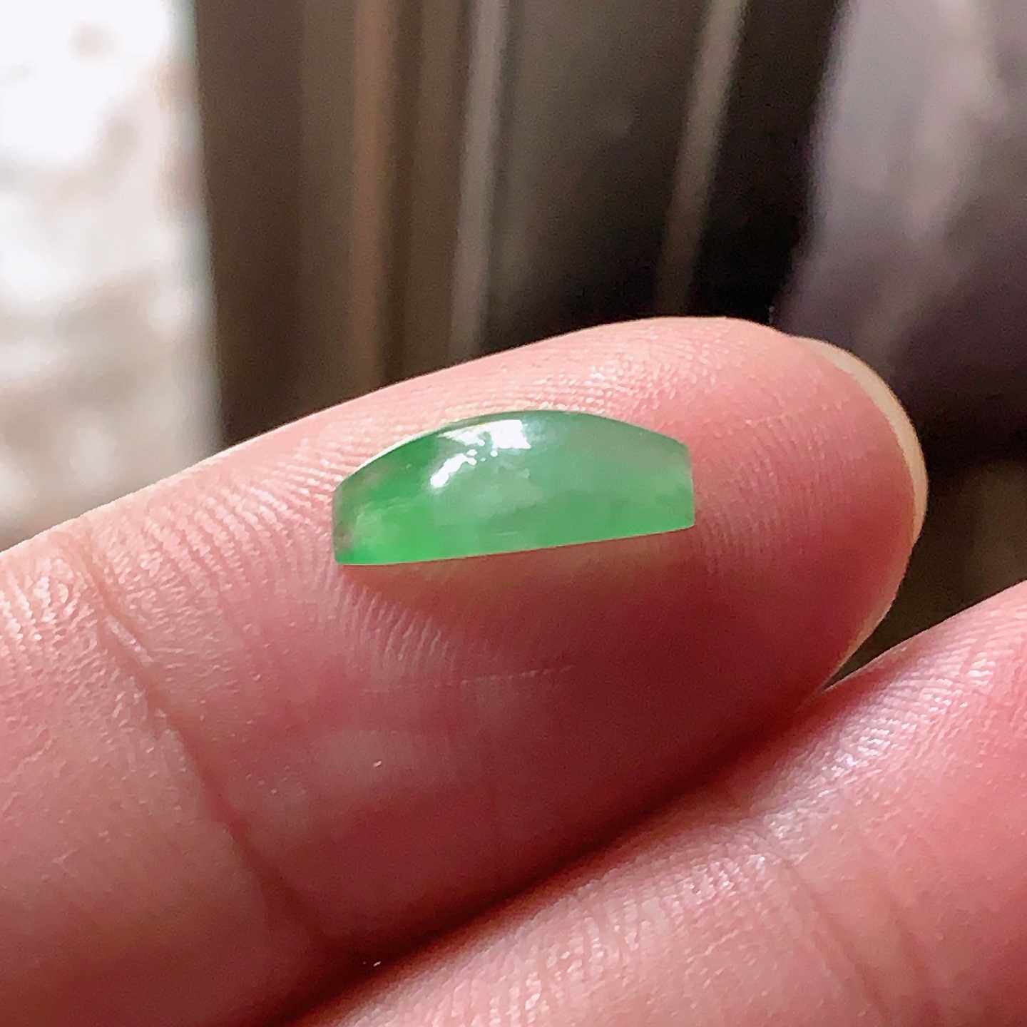 天然翡翠A货玉石裸石戒面镶嵌面送证书阳绿马鞍戒面900594