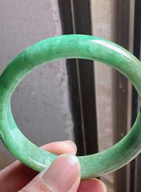 翠都翡翠珠宝天然缅甸A货玉石玉镯子豆种男女款满绿手镯700116