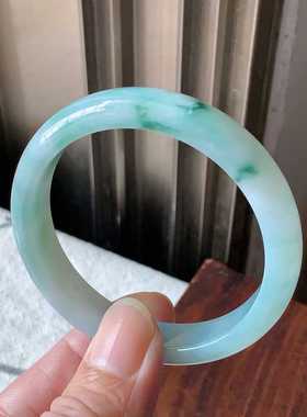 翠都翡翠珠宝天然翡翠A货玉石玉镯子冰糯种54女款飘花手镯800213