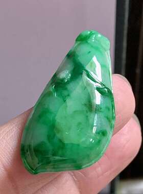 天然缅甸翡翠A货玉石小吊坠挂坠送鉴定证书花青满绿福瓜152236