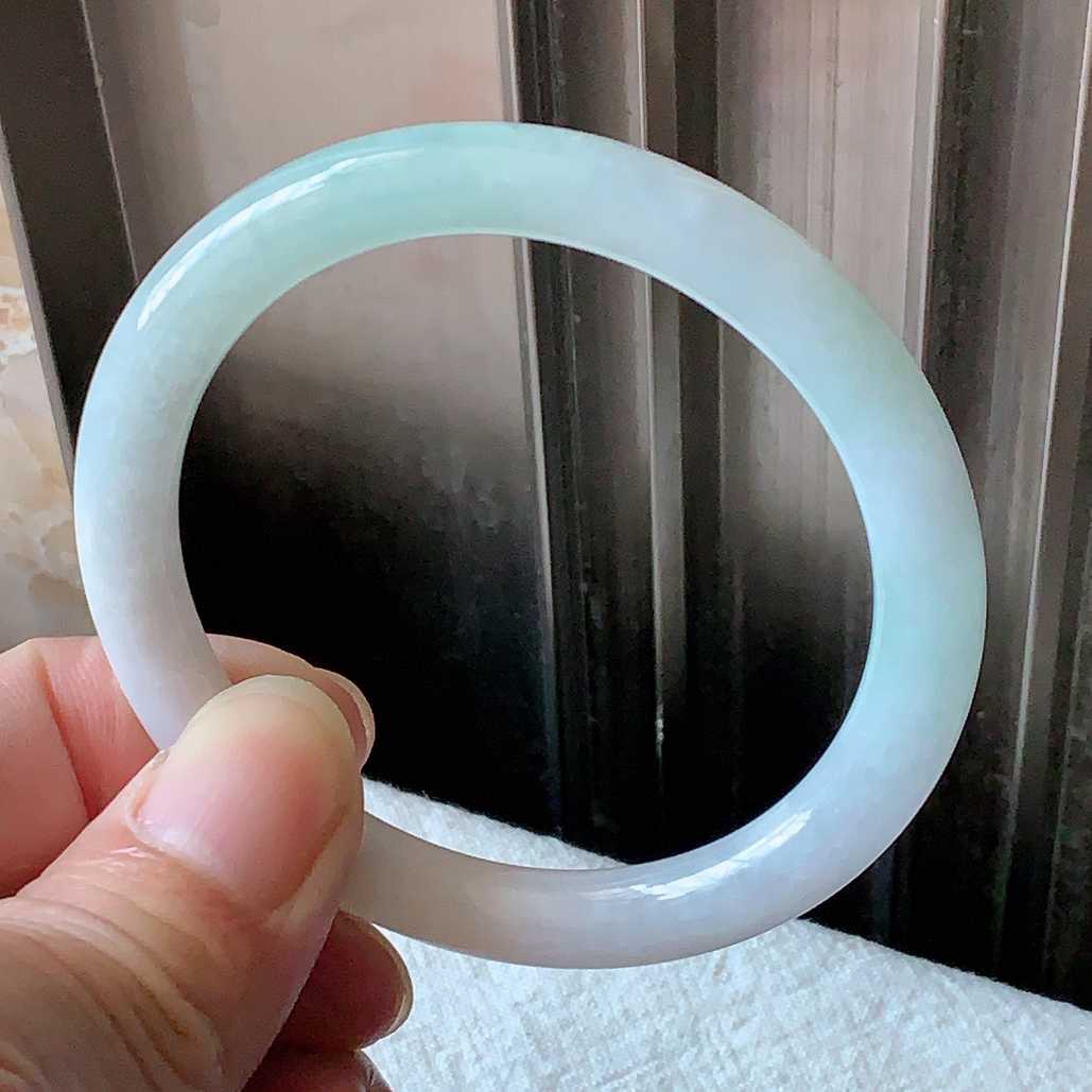翠都翡翠珠宝天然翡翠A货玉石玉镯子冰糯种54圆条手镯800241