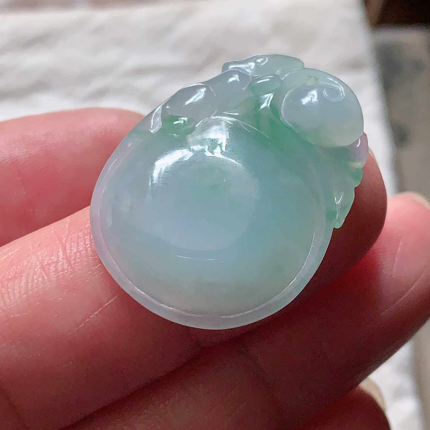 翠都翡翠珠宝缅甸天然翡翠A货挂坠小吊坠项坠紫绿双彩福贝236927