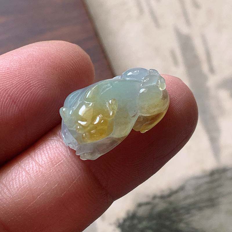 【翠都翡翠珠宝】天然翡翠A货挂坠小吊坠项坠冰金黄貔貅145970