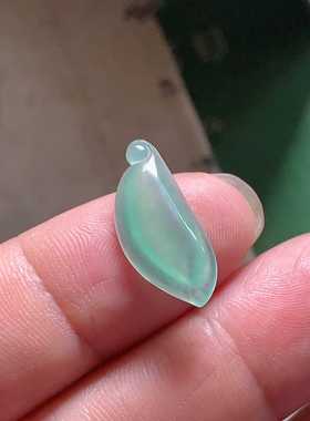 缅甸天然翡翠A货玉石裸石吊坠镶嵌面送证书冰种浅绿福瓜188206